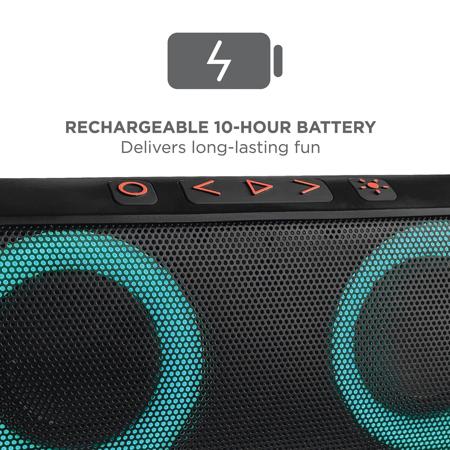 ION Uber Boom Built-in Handle LED Lighting Waterproof Wireless Bluetooth Portable Speaker, Black, UBERBOOMXUS