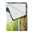 thumbnail image 2 of Waterfall Soft Flannel Fleece Blanket, Croatian Lake Landscape in Forest with Mountain View Background Work of Art, Cozy Plush for Indoor and Outdoor Use, 60" x 80", Green and Blue, by Ambesonne, 2 of 5