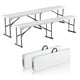 thumbnail image 1 of Banco plegable VEVOR portátil HDPE de 6 pies, impermeable, blanco (paquete de 2), 1 of 9