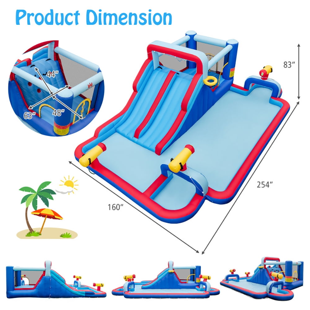 Aimee Lii Inflatable Bounce House with 2 Water Slides and 3 Water Cannons With 750W Blower, Toddlers Boys Girls Backyard Party Gifts Aimee Lii Inflatable Bounce House with 2 Water Slides and 3 Water Cannons With 750W Blower, Toddlers Boys Girls Backyard Party Gifts