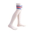 thumbnail image 3 of ziyahi 1 Paire de Chaussettes Hautes de 52 cm au-Dessus du Genou Élasticité Antidérapante Longues Chaudes pour Usage Quotidien Rayures Bleues et Rouges, 3 of 4