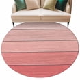thumbnail image 2 of Gradient Pink Round Living Room Rugs 7 ft, Wood Grain Abstract Striped Simple Vintage Washable Area Rug with Non-Slip Sturdy Edge Binding Round Carpet for Kitchen Office Bedroom, 2 of 9