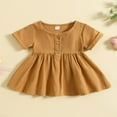 thumbnail image 2 of Robes d'Été pour Bébés Filles Manches Courtes Bouton vers le Bas Robes, 2 of 9