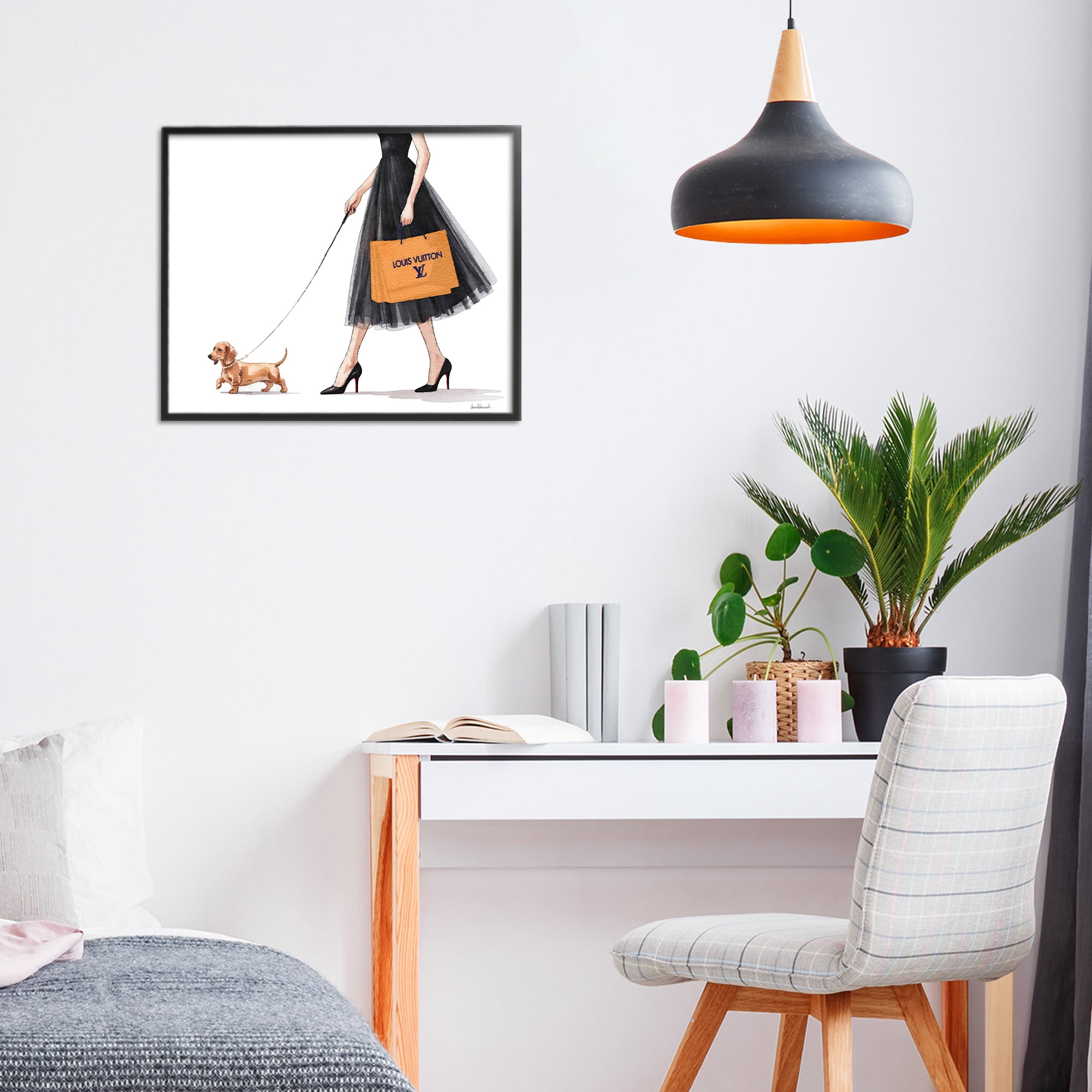 Stupell Industries Fashionable Dog Walking Black Framed Giclee Art, design by Amanda Greenwood