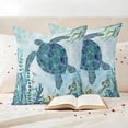 thumbnail image 3 of Teal Green Sea Turtle Outdoor Waterproof Pillow Covers, Coastal Summer Beach Seaweed Decorative Square Throw Pillowcase Sofa Cushion Sham for Patio/Couch/Chair, 20"x20" 2 Pack, 3 of 8
