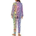 thumbnail image 2 of DISNIMO Pajama Set for Women 2 Piece Lounge Pjs Leopard Printed Long Sleeve Button Down Sleepwear with Long Pants Soft V Neck Loungewear Nightwear, 2 of 7