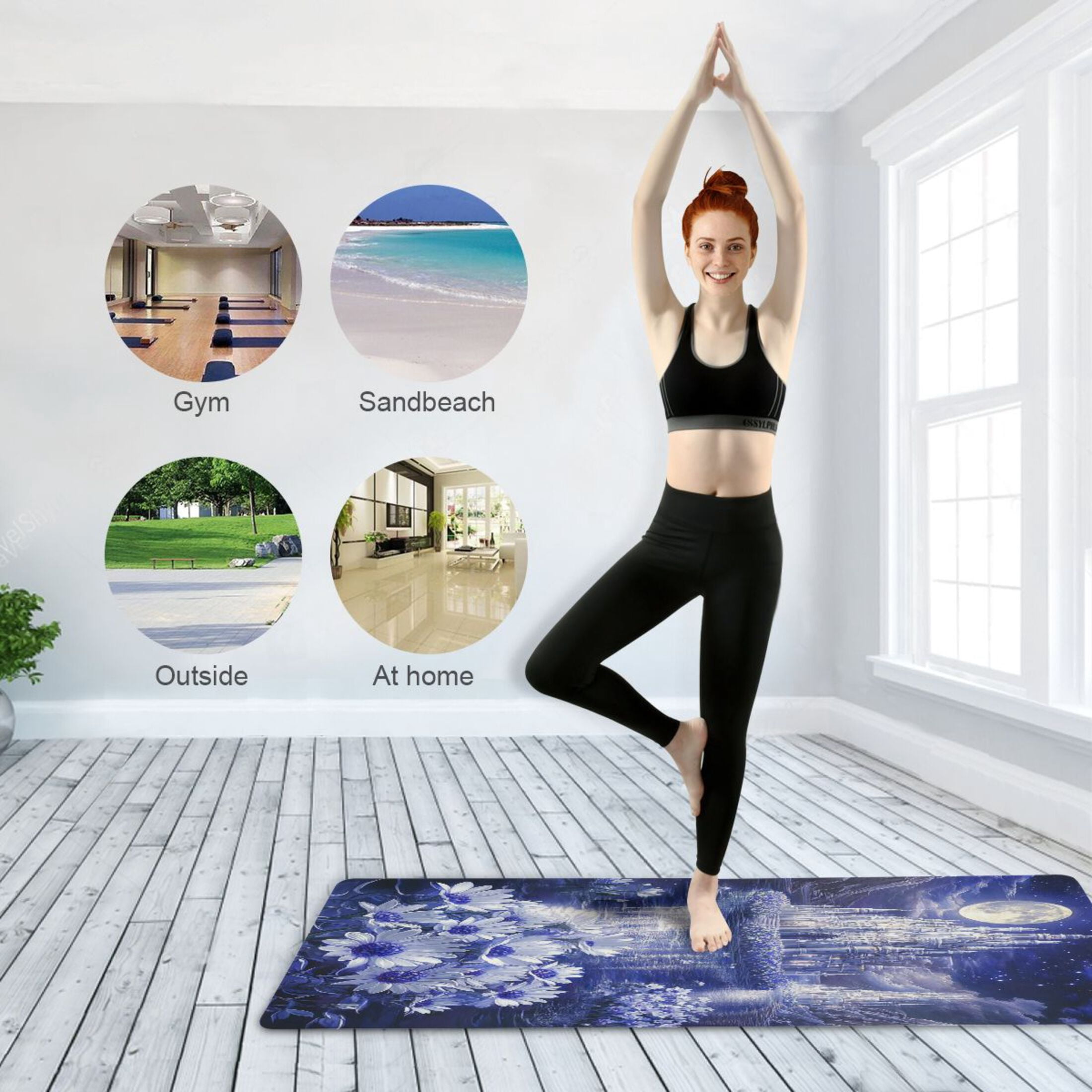BZSMCE Yoga Mat Women Purple Fantasy Palacel Fitness Mat