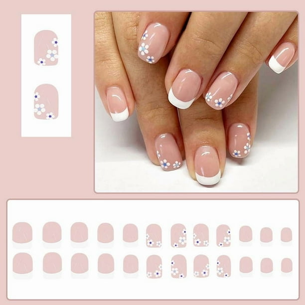 Uñas postizas brillantes con un toque de suavidad y brillo, manicura con diseño de pipa de agua, uñas para usar, 24 unidades.