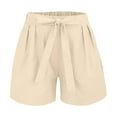 thumbnail image 5 of Lenpel Women's Plus Size Casual Shorts Elastic High Waisted Tie Front Pleated Wide Leg Shorts Summer Beach Shorts with Pockets, 5 of 6