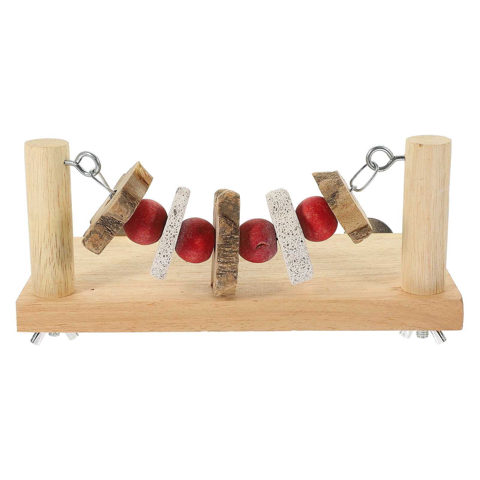 PAMINGONO Parakeet Perch Platform with Chew Wooden Bird Cage Accessory
