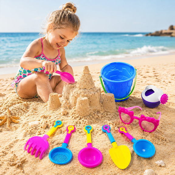 Infidev Children's Beach Toy Set Multicolor Plastic 9-Piece