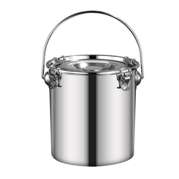 Fiocias Stainless Steel Airtight Bucket Milk Pail Multi-Function with Lid Cover Airtight 20 cmx20 cm
