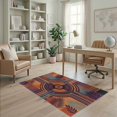 thumbnail image 2 of ODIKA 4'x6' Washable Area Rug Mid Century Modern Striped Circular Tropical Sunset Graphics for Dorm Room, Small Living Stain Resistant Low Profile, Easy Care, 2 of 7