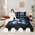 thumbnail image 3 of Homewish Blue Rose Butterfly Skull Full Size Comforter Sets for Adults, Cool Boho Floral Gothic Bedding Comforter Set, Black Reversible, 3 Pieces, 1 Comforter and 2 Pillowcases, 3 of 6