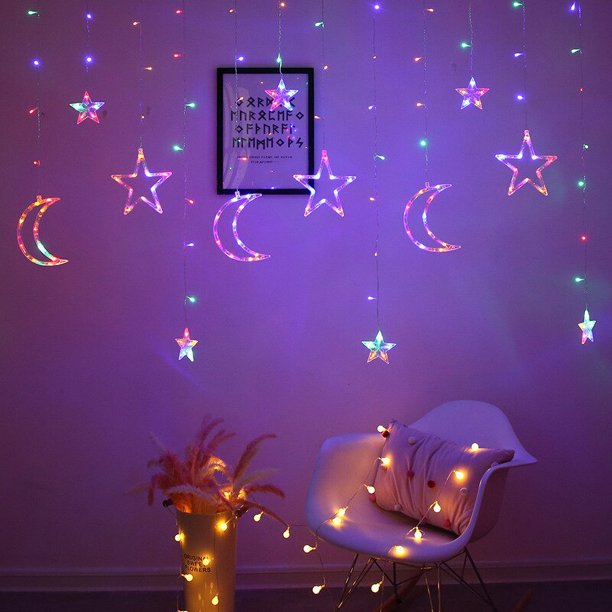 Guirnalda de luces LED para cortina de Ramadán, guirnalda de hadas, lámpara Eid Mubarak, luz para Ramadán, fiesta de Navidad, decoración de boda, UE 220V