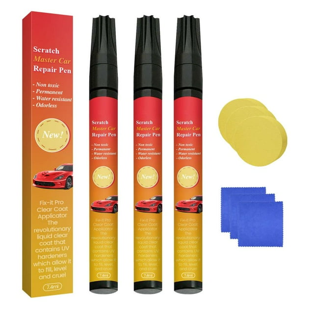 Feltree 3-Pack Car Scratch Repair Pen Kit - Touch Up Paint for Cars, Quick Fix for Scratches & Scuffs, Color Matching, 7.4ml with Sponges & Cloths, Easy DIY Automotive Paint Repair