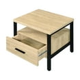 thumbnail image 3 of Single Drawer Nightstand Featuring a Tiered Shelf | Useful for Keeping Odds and Ends | Rustic Oak and Industrial Metal | Solves Nightstand Storage Problem, 3 of 3