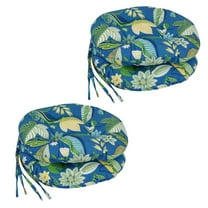 Blazing Needles 16-inch Spun Polyester Patterned Outdoor Round Tufted Chair Cushions (Set of 4)