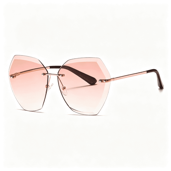 HBMYN Sunglasses for Women Oversized Rimless Diamond Cutting Lens Sun Glasses Oversized Rimless Pink Sunglasses
