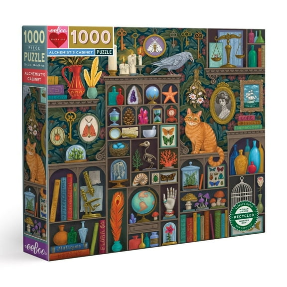 eeBoo Piece and Love Alchemist Cabinet 1000 Piece  Square Jigsaw  Puzzle, 23" x 23" square by Illustrator Vasilisa Romanenko, Ages 14 and Up