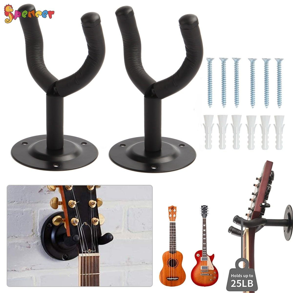 Mandolins Hanger for All Guitars,Bass Cello Guitar wall mount,Auto Lock Guitar Wall Hanger,Guitar Hanger,Wall Mount Hook 