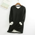 thumbnail image 2 of Prolriy Womens Thermal Tops Women Thick Fleece Sweatshirt Winter Velvet Warm V-Neck Underwear Top Womens Long Sleeve Tops Womens Tops Black L, 2 of 3