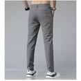 thumbnail image 5 of Men's Casual Pants Business Solid Color Dressy Trousers with Pockets Slim Fit Flat Front Stretchy Mens Dress Slacks Dark Gray 38, 5 of 5