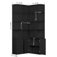 thumbnail image 6 of Hiphuta 74" Tall 6 Tier Corner Bookcase with 4 Doors, 31" Wide Farmhouse Large Corner Bookcase with Curved Edges, L Shaped Bookshelf for Office Living Room, Black, 6 of 6