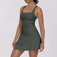 thumbnail image 4 of juhao Womens Tennis Dress with Built in Shorts Square Neck Sleeveless Workout Athletic Mini Skort Dress Soft Solid Color Golf Summer Outfits, 4 of 5