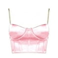 thumbnail image 6 of WHLBF Women's Clearance Top Summer Crop Satin Bustier Top Chain Strap Casual Padded Lingerie Pink L(L), 6 of 6