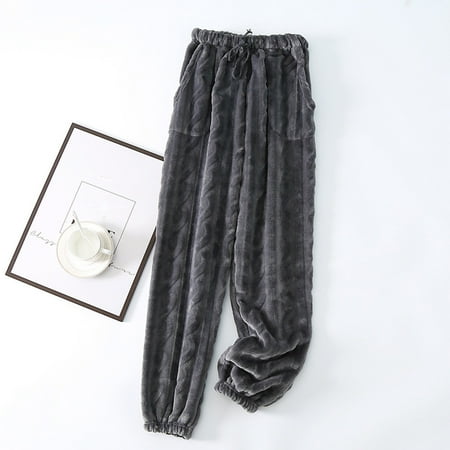 

Tepsmf Nightgowns For Women Women Fashion Flannel Trousers Thickened Plus Velvet Homewear Pajama Pants Silk Pajamas Dark Gray