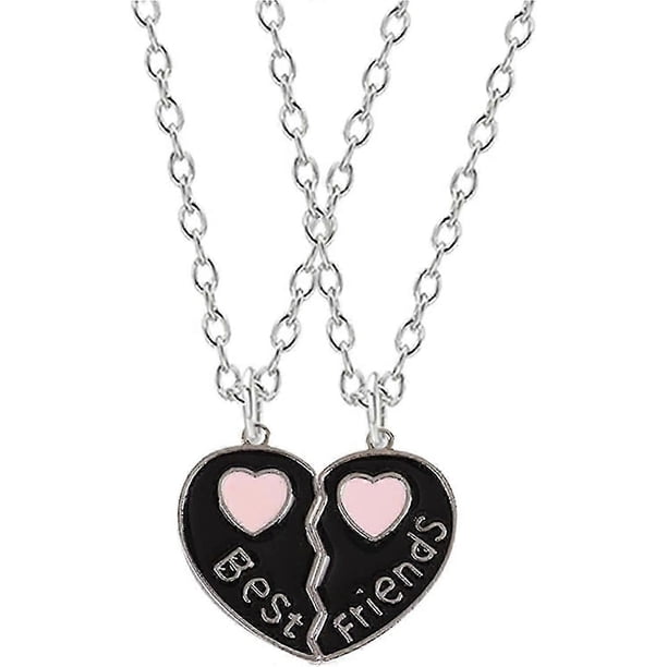 BFF Necklace for 2 Matching Heart Best Friend Forever Pendant Necklace 2 Pcs Half Heart BFF Necklace for Women BFF Friendship Jewelry Gift