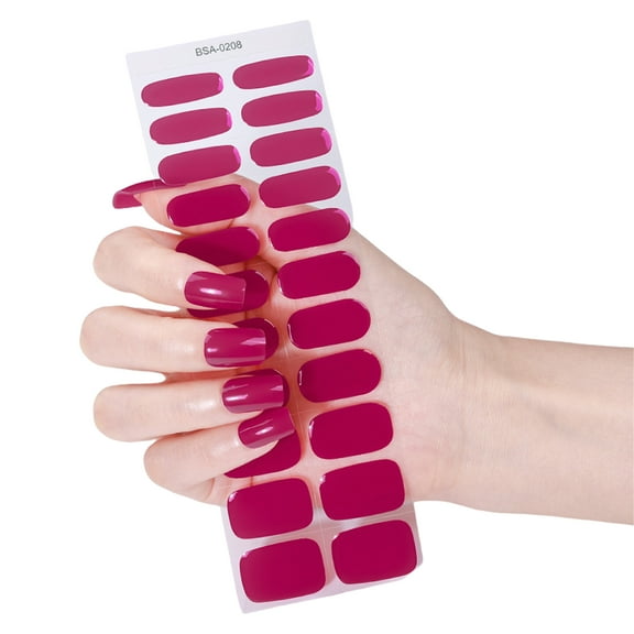 Gel Nails Strips Set 22Pcs Nails Stickers Without UV Light Needed Easy Application for Home Travel and Party Wedding