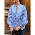 thumbnail image 6 of Michellecmm Women’s Tie Front Tops Long Sleeve Round Neck Loose Fit Babydoll Shirts Spring Fall Blouses, 6 of 9
