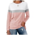 thumbnail image 2 of Long Sleeve Shirts For Women Color Block Tunic Tops Casual Shirts Round Neck Pullover Womens Long Sleeve Tops, 2 of 7