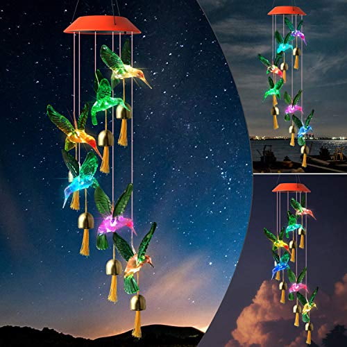 Mother Gift Windchime Gift for mom Festival Gift Solar Wind Chime,Solar Hummingbird Wind Chime Garden Decor Sparrow Gift Birthday Gift Friend Gift Music Wind Chime Father Gift 