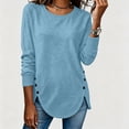 thumbnail image 2 of Zysthvn Lightweight Women's Sweatshirts Casual Fall Pullover Long Sleeve Loose Fit Crewneck Sweatshirts for Women Solid Tops, 2 of 8
