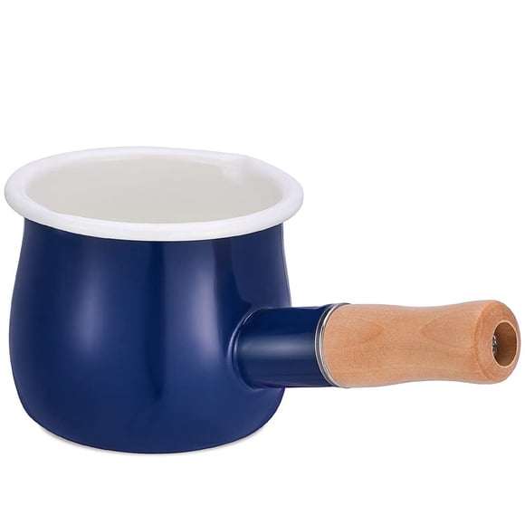 Cazo para leche YumCute Home de esmalte, 10 cm, 550 ml, con mango de madera