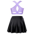 thumbnail image 2 of Sinleey Girls 2 Piece Tennis Golf Sports Outfit Sleeveless U Neck Tank Top with Pleated Skort Skirt Lavender&Black 6, 2 of 7