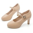 thumbnail image 5 of DADAWEN Women's Pumps Round Toe Platform Heels Mary Janes Dress Heels Bridal Wedding Party Shoes Nude US Size 10, 5 of 7