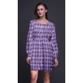 thumbnail image 4 of Bimba Purple Leaves & Rose Floral Women Tunic Top Long Sleeve Button Down Print Short Causal Dress-XXX-Large, 4 of 7