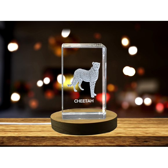 Stunning Cheetah 3D Engraved Crystal - Perfect for Animal Lovers and Wildlife Enthusiasts