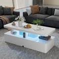 thumbnail image 3 of Easoger Modern Stylish Coffee Table with 16 Colors LED Lights, Double-Layer Design for Living Room, White High Gloss Acrylic, 3 of 9
