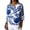 Blue, variant on Staron Women's Linen Top V-Neck Three Quarter Sleeve Loose Casual Blouse with Curved Hem, Blue M