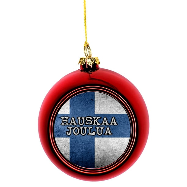 Flag Finland - Finland Grunge Flag Hauskaa Joulua Bauble Christmas