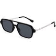 thumbnail image 6 of FEISEDY Vintage Square 70s Flat Aviator Sunglasses Women Men Metal Design Shades B2752, 6 of 13