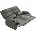 thumbnail image 3 of Resenkos Oversized Recliner Loveseat, Manual 150° Recline, Breathable Fabric, 600lb Capacity, Cup Holders, Gray, 3 of 16