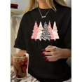 thumbnail image 1 of Women's Christmas Tree Print T-Shirt, Vintage Casual Round Neck, Polyester, Short Sleeve, Regular Fit, Summer Fashion Top, 1 of 6