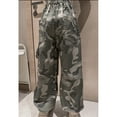 thumbnail image 3 of GYRATEDREAM Girls Camoflage Cargo Pants Wide Leg Streetwear Kids High Elastic Waist Hip Hop Pants with Pockets Trendy Trousers 4-18 Years, 3 of 8
