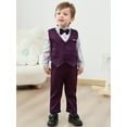 thumbnail image 4 of CARETOO Toddler Baby Boy Clothes Suit Formal Print Dress Shirt Bowtie Waistcoat Suspender Pants 4pcs, 4 of 22